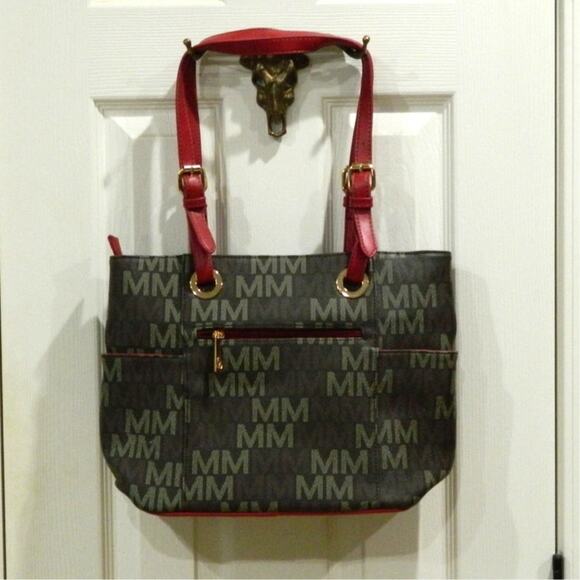 MFK Collection M Logo Stylish Tote Vegan Leather - Picture 2 of 7